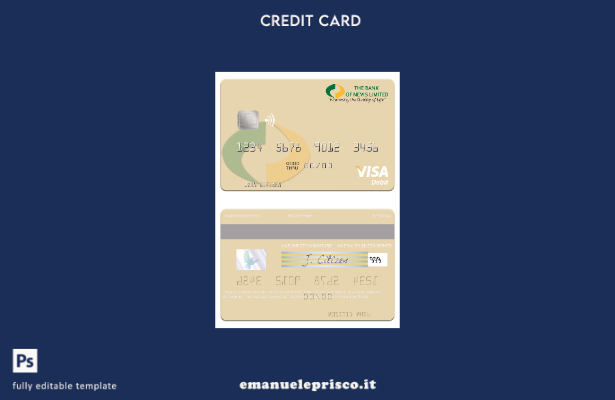 modello di carta di debito visto della Banca di Nevis stile verificato di Saint 